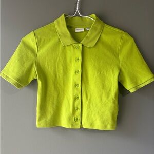 Aritzia, Sunday Best , size 2XS, neon green cropped polo Tshirt